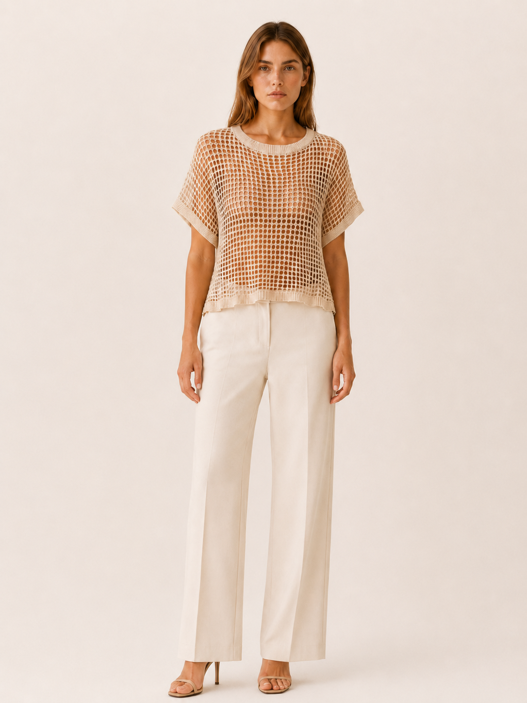 Velmira | Knit Top with Hollow Detail Off-Shoulder Fit