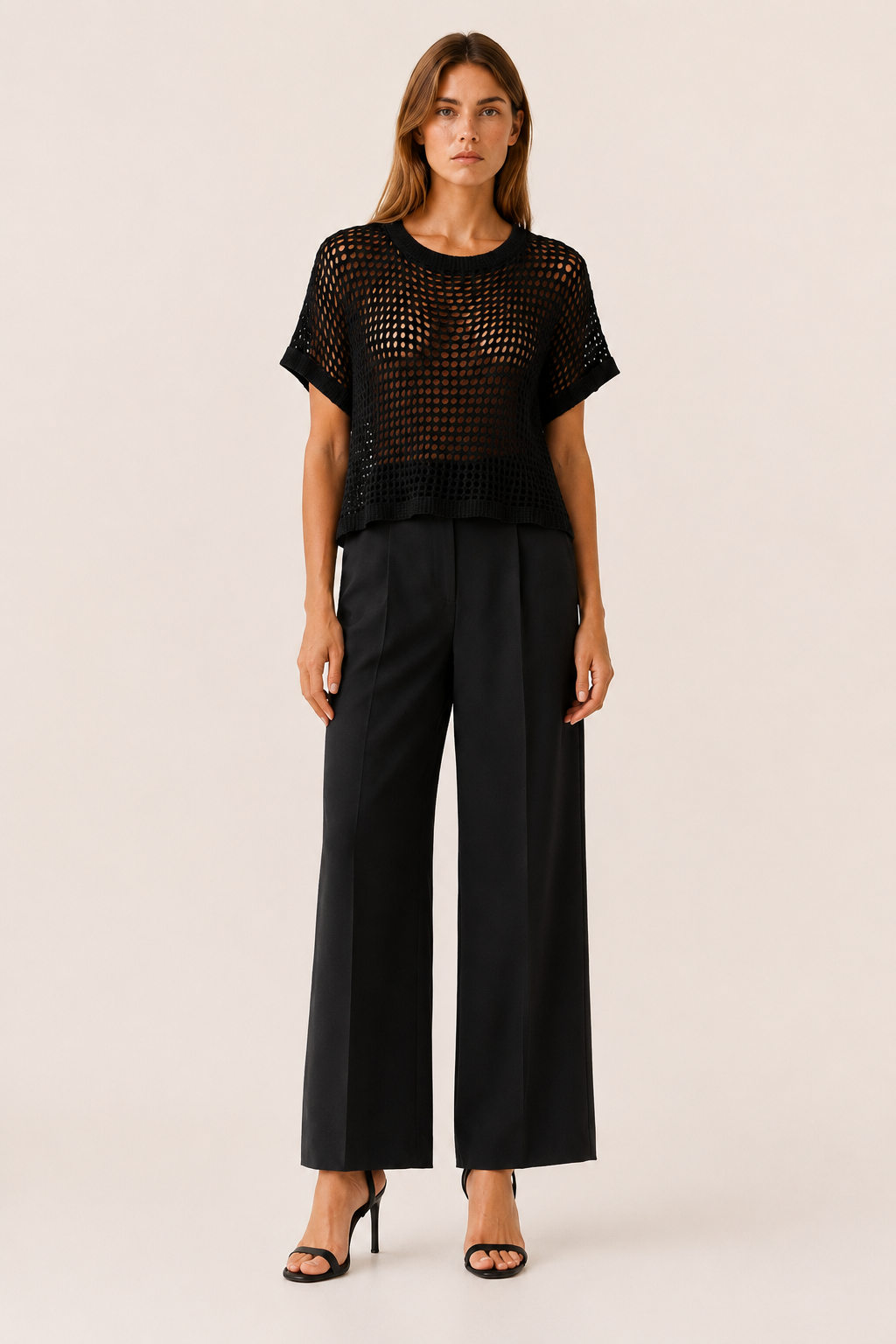 Velmira | Knit Top with Hollow Detail Off-Shoulder Fit