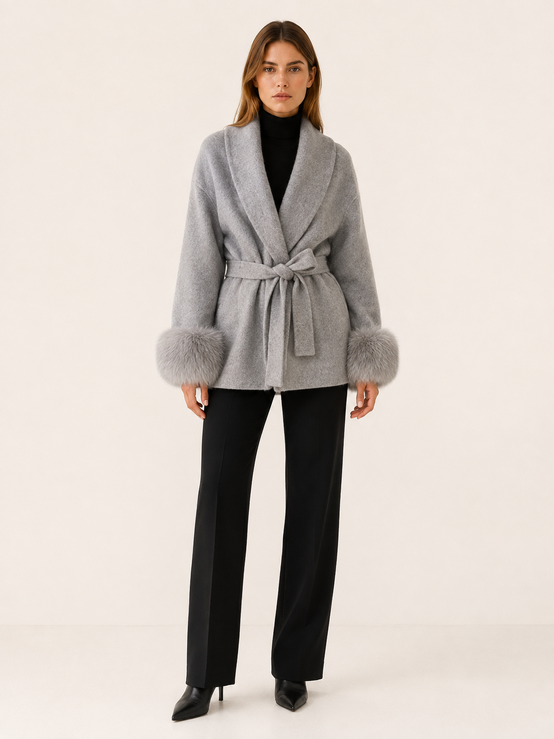 Velmoria | Winter Coat with Shawl Collar and Tie Waist