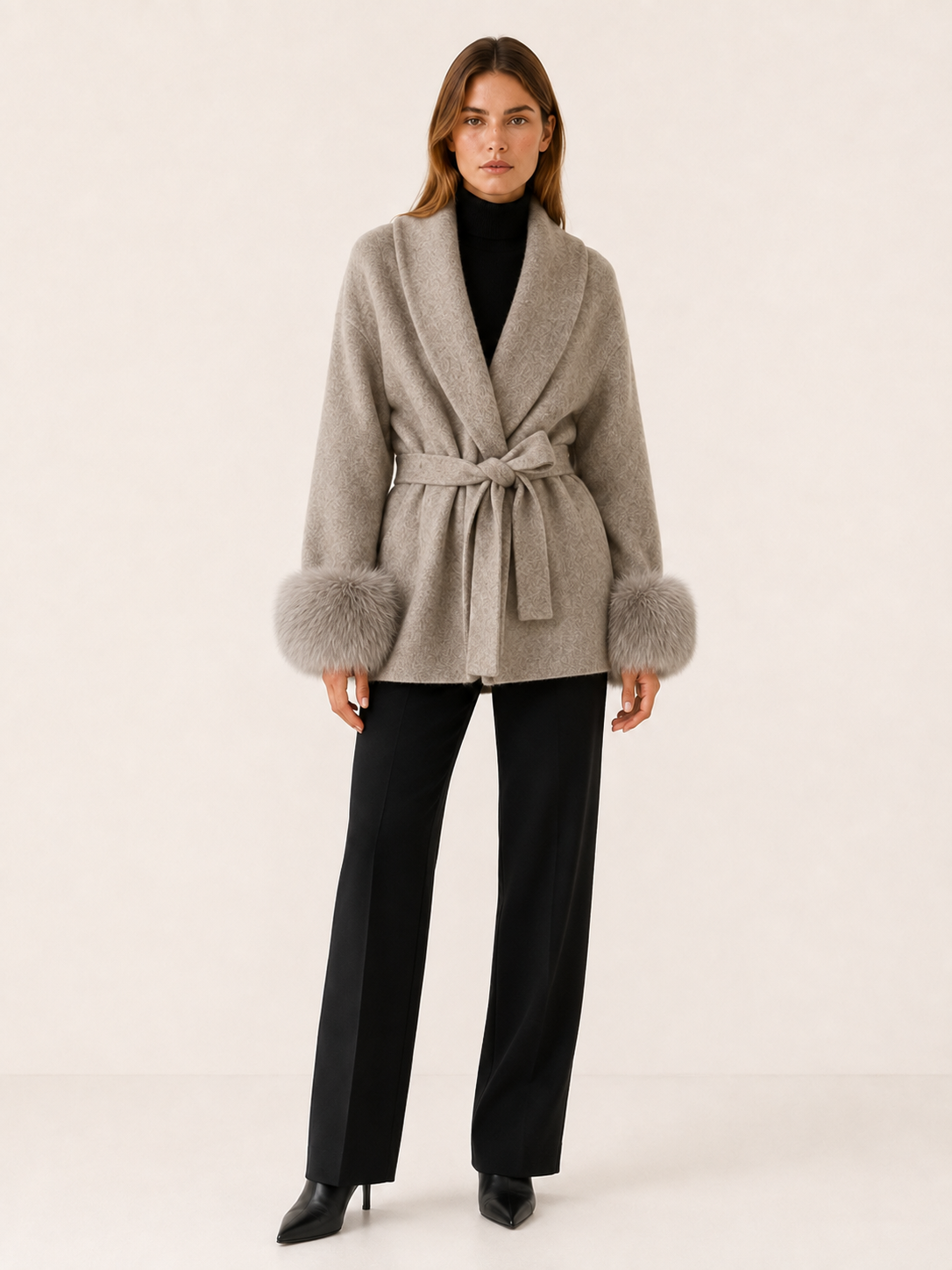Velmoria | Winter Coat with Shawl Collar and Tie Waist