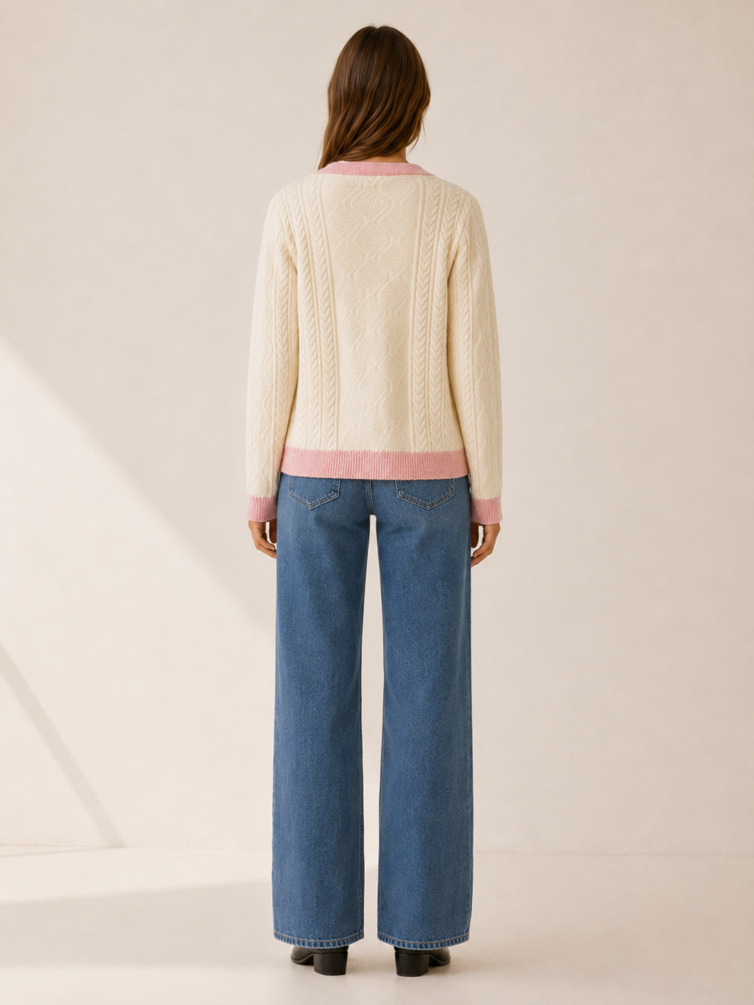 Velnoria | Sweater Vest with V-Neck and Raised Braid Detail