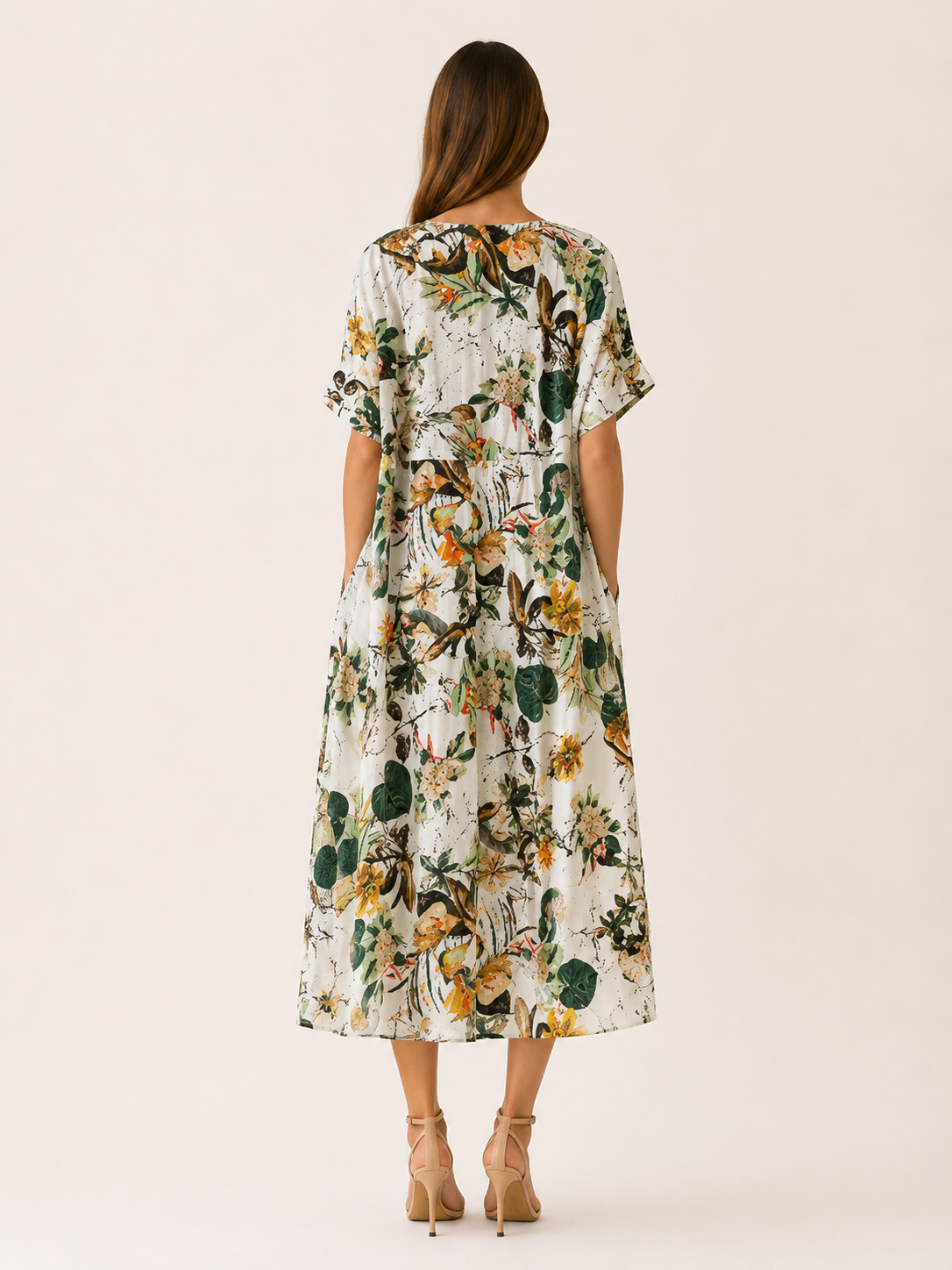 Veloria | Linen Maxi Dress with Botanical Print