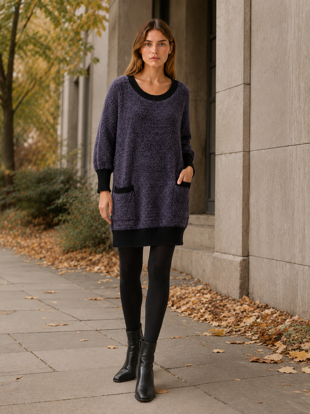 Verena | Jumper Dress with Ribbed Hem and Pockets