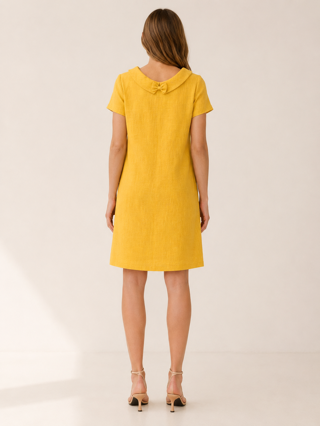 Verena | Linen Cotton Mini Dress with Rolled Neckline
