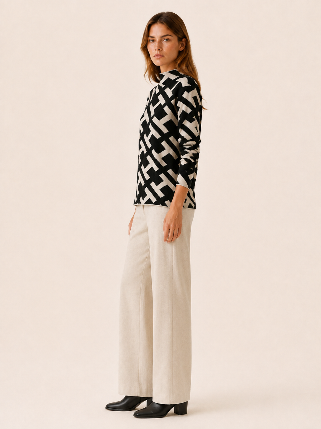 Verity | Women's Geometric Roll Neck Jumper