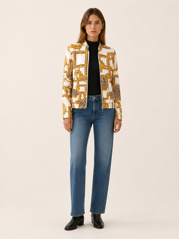 Vesna | Checked Bomber Jacket with Zip Front and Tailored Fit