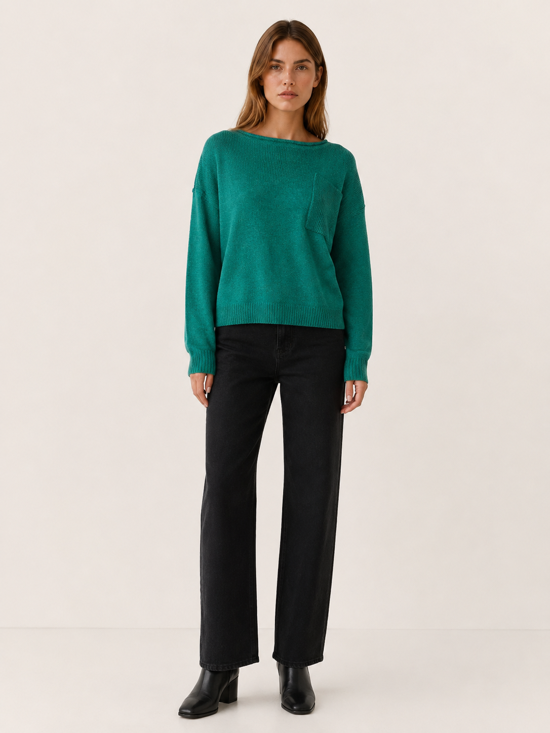 Vexoria | Knit Sweater with Boat Neck and Exposed Seams