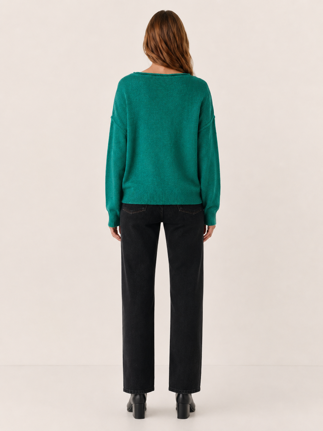 Vexoria | Knit Sweater with Boat Neck and Exposed Seams