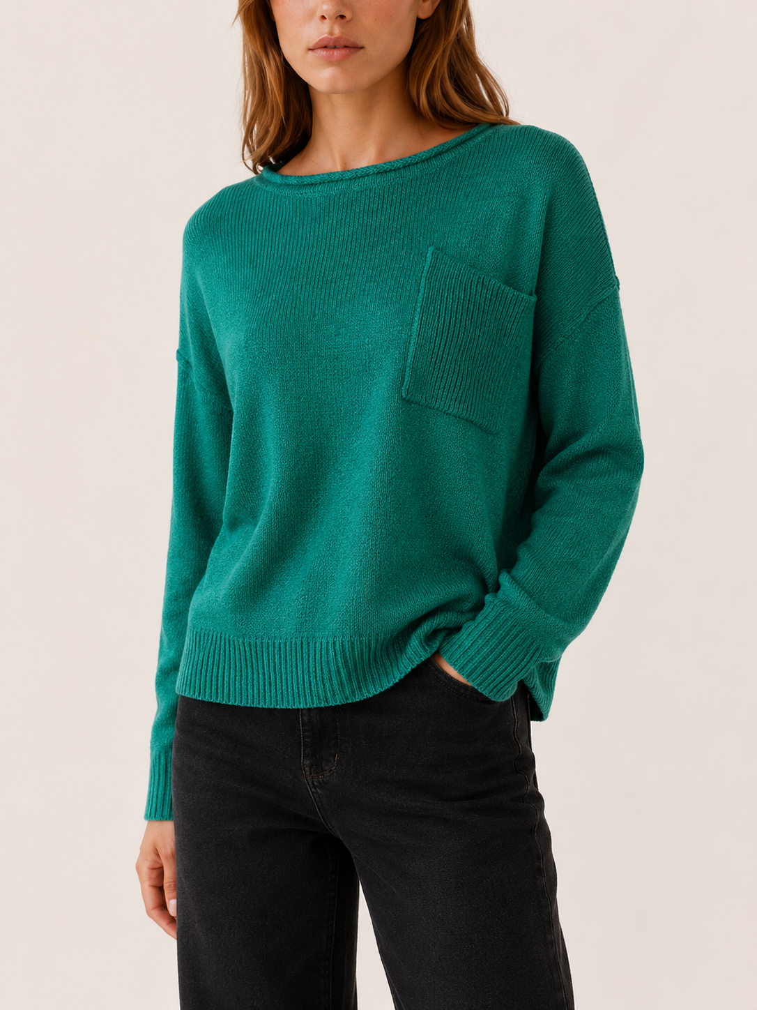 Vexoria | Knit Sweater with Boat Neck and Exposed Seams