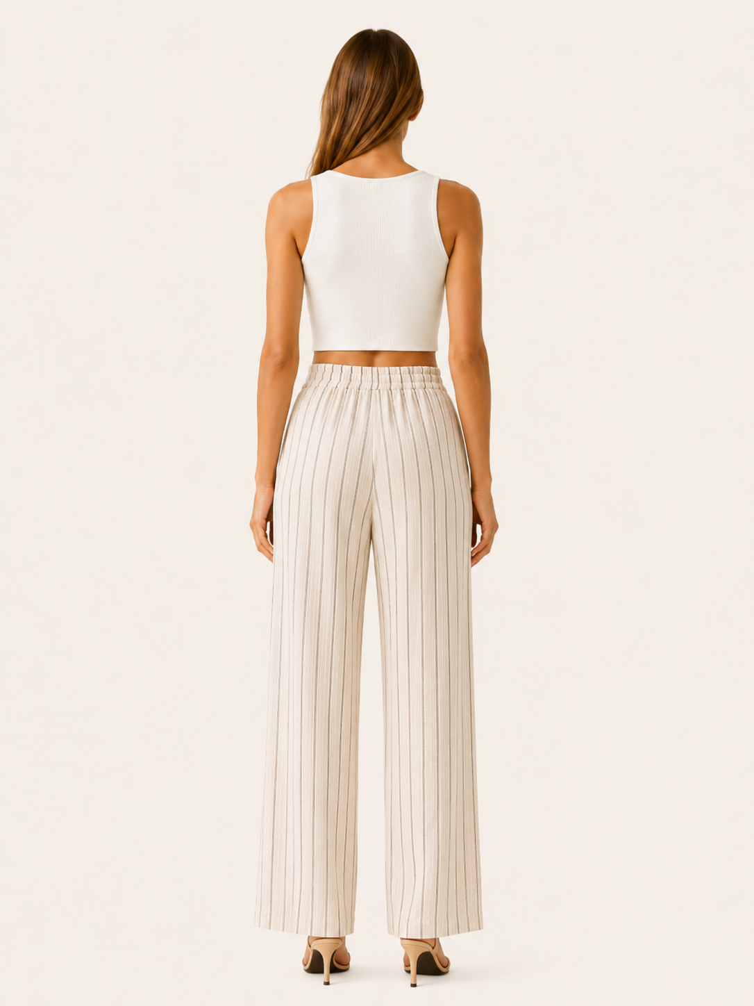 Veylen | Linen Trousers with Wide Leg Drawstring Waist