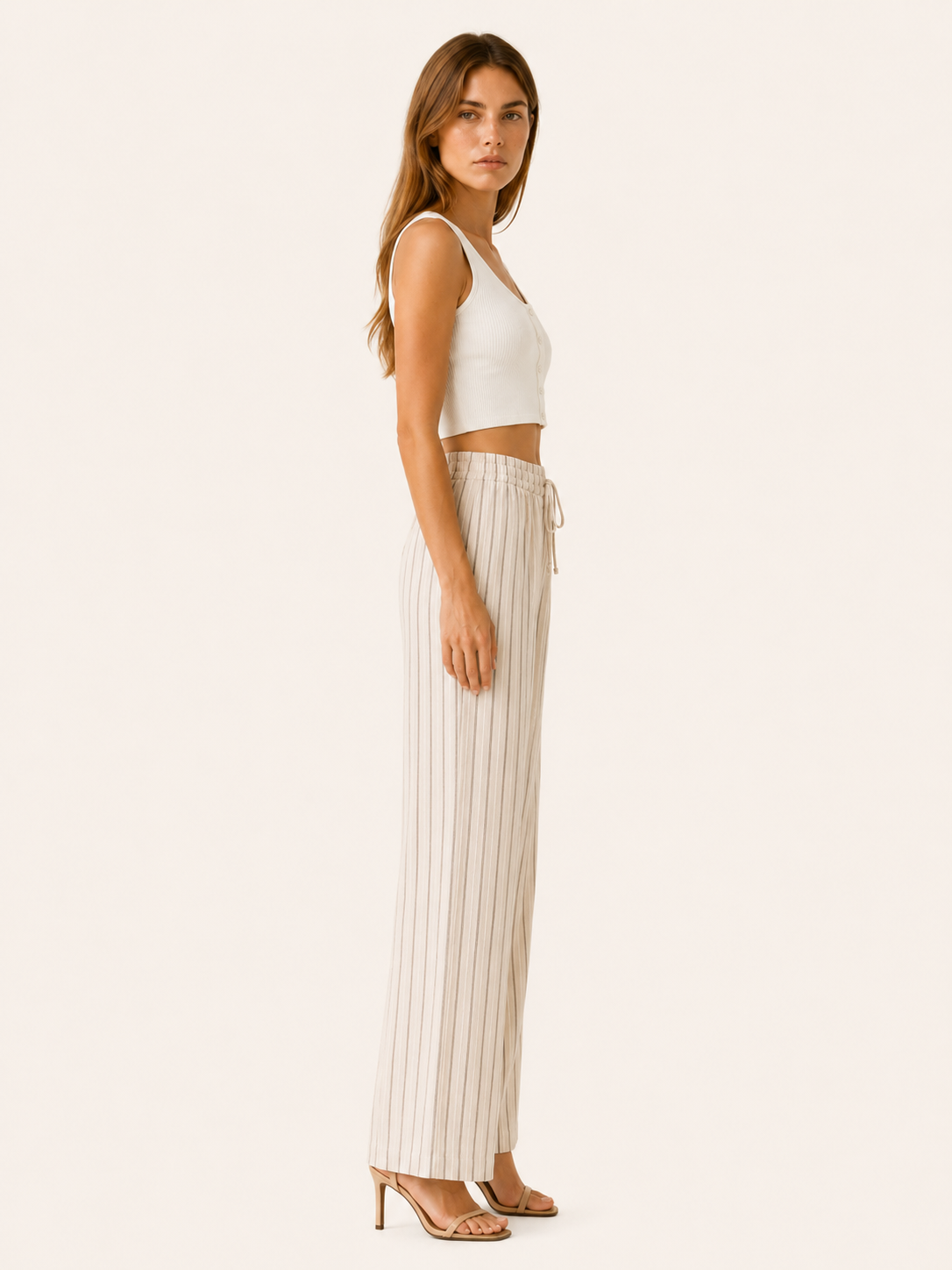 Veylen | Linen Trousers with Wide Leg Drawstring Waist