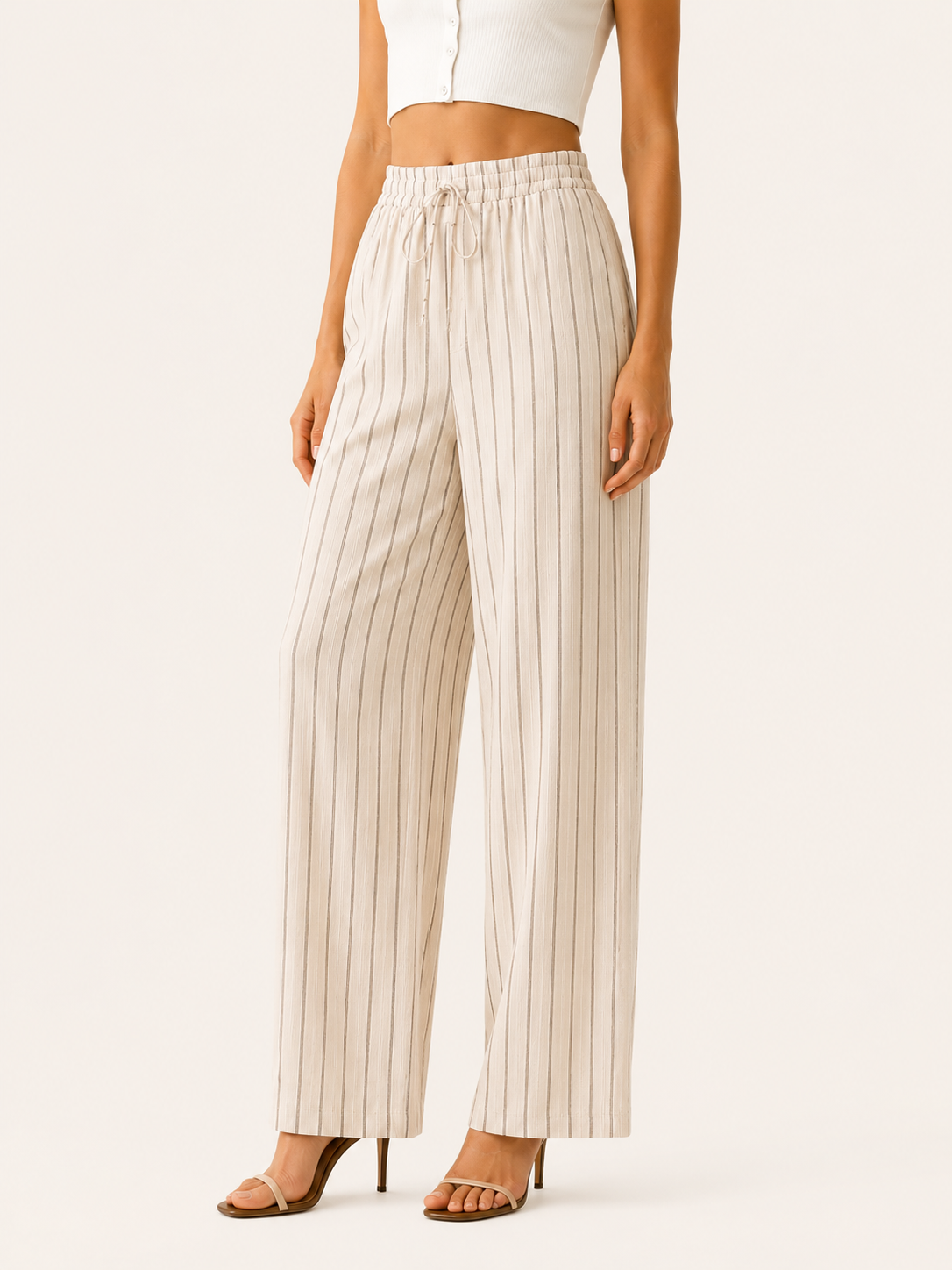 Veylen | Linen Trousers with Wide Leg Drawstring Waist