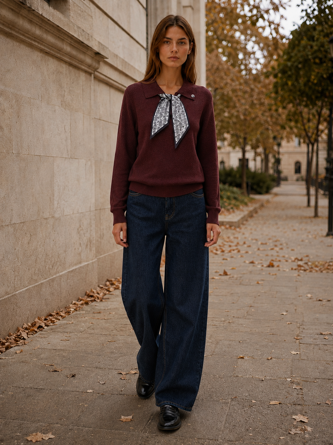 Viorica | Jumper with Scarf Tie and Pointed Collar