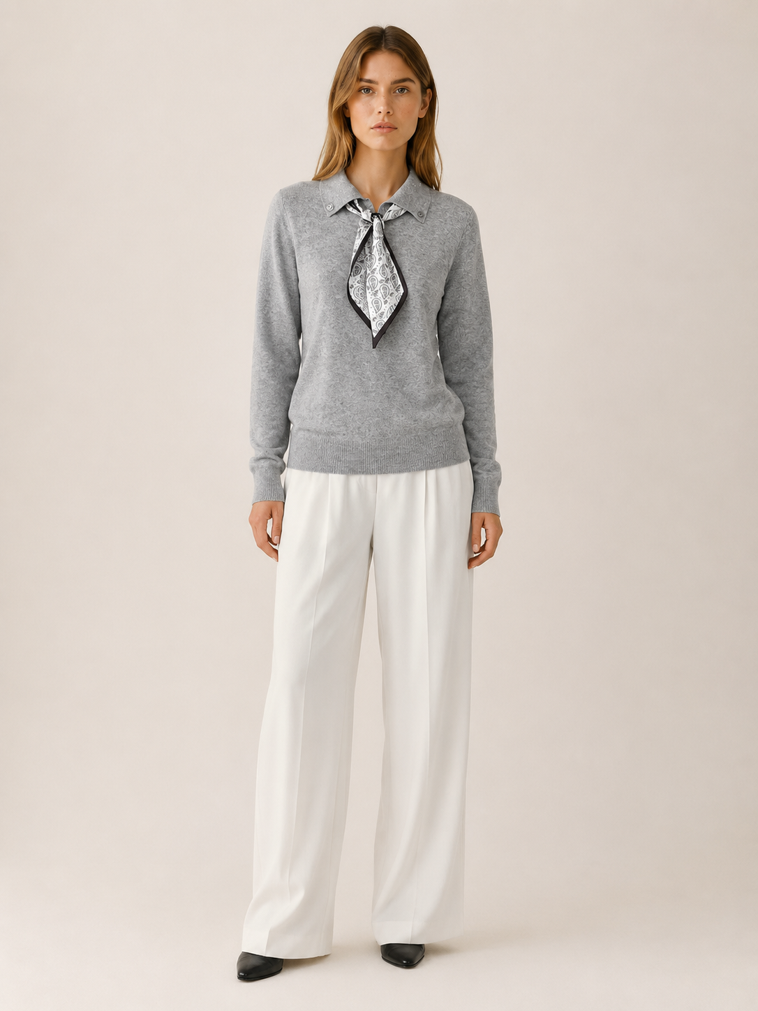 Viorica | Jumper with Scarf Tie and Pointed Collar