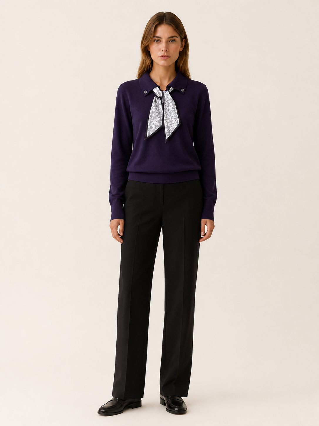 Viorica | Jumper with Scarf Tie and Pointed Collar