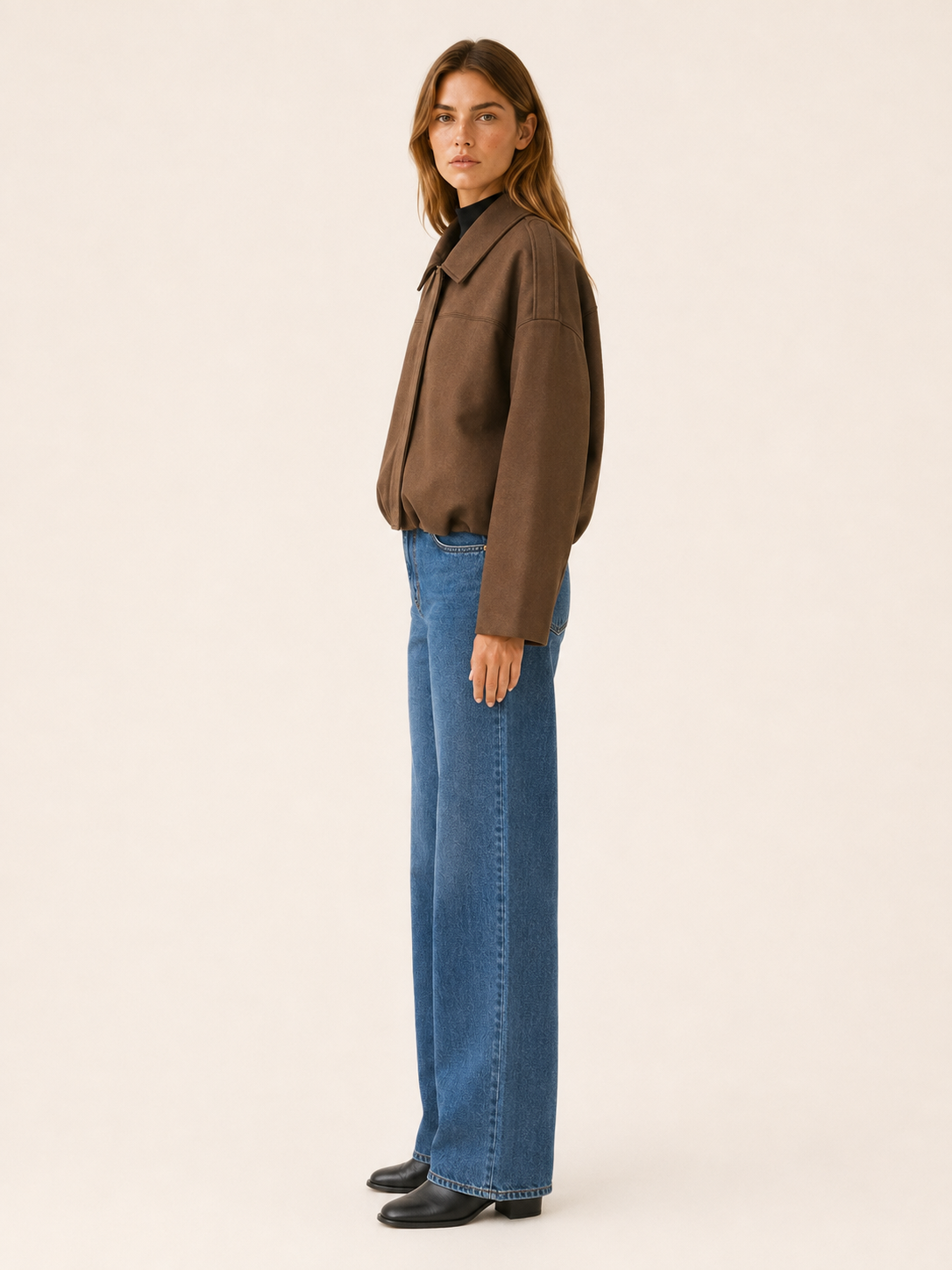 Virelia | Women's Collared Cropped Bomber Jacket