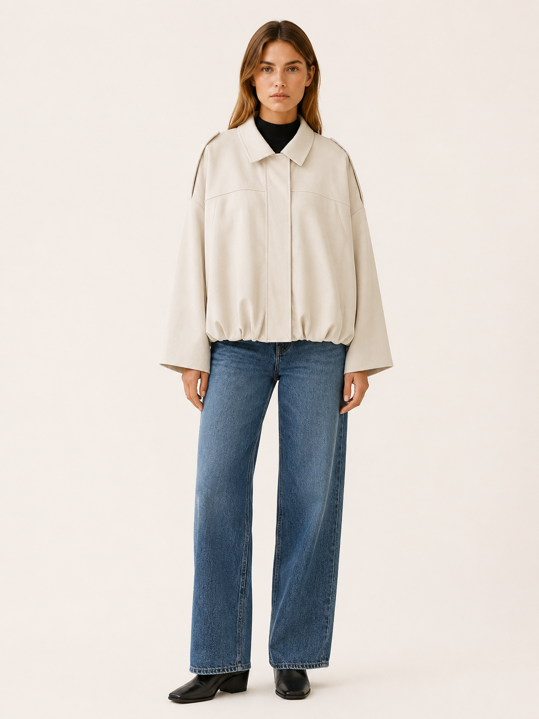 Virelia | Women's Collared Cropped Bomber Jacket