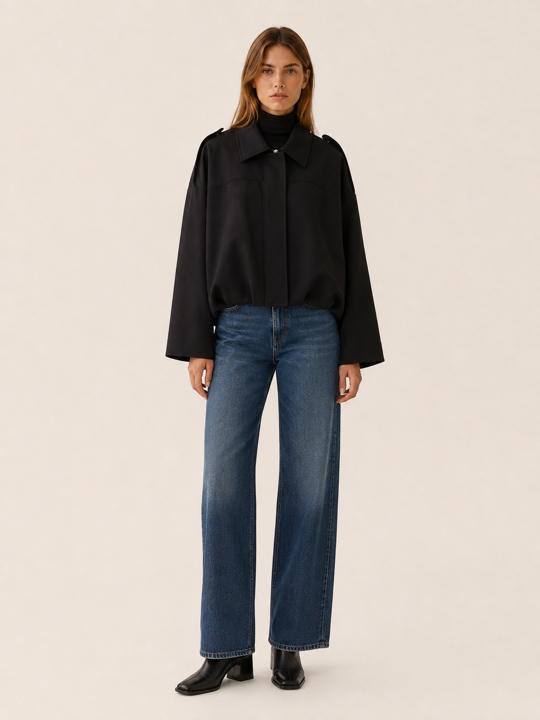 Virelia | Women's Collared Cropped Bomber Jacket