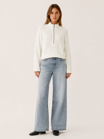 Viresta | Half Zip Jumper with High Collar and Relaxed Fit