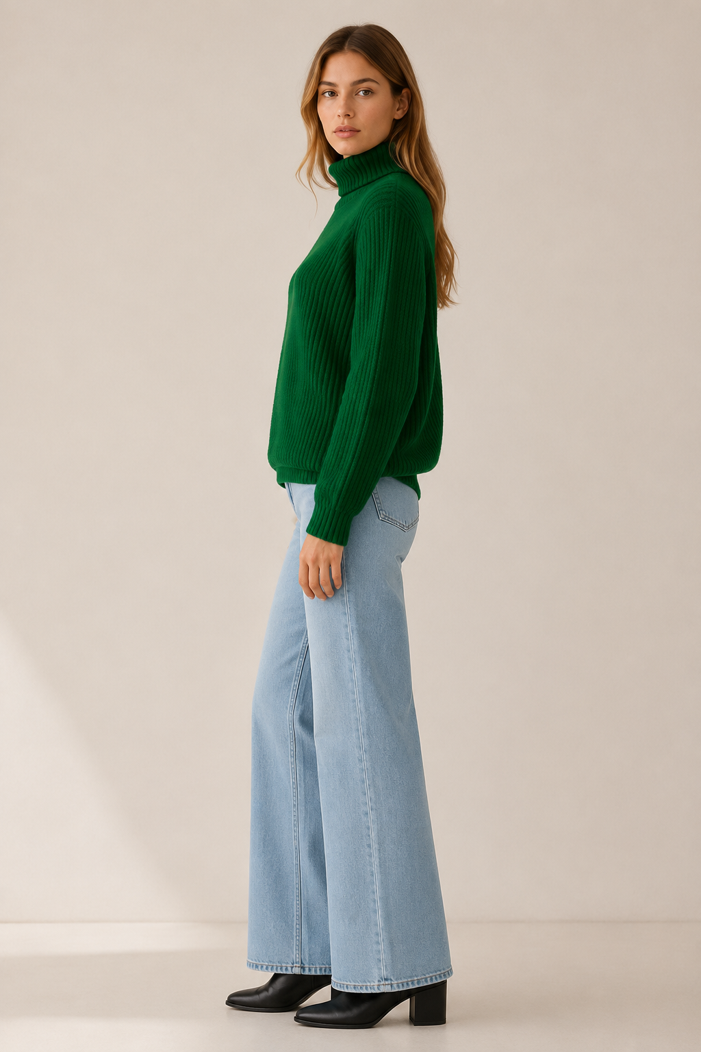 Virethia | Roll Neck Jumper with Relaxed Fit and Raglan Sleeves