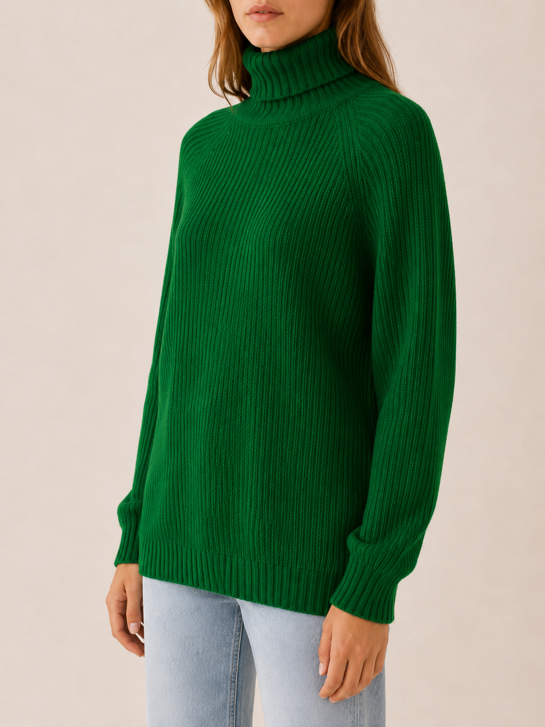 Virethia | Roll Neck Jumper with Relaxed Fit and Raglan Sleeves