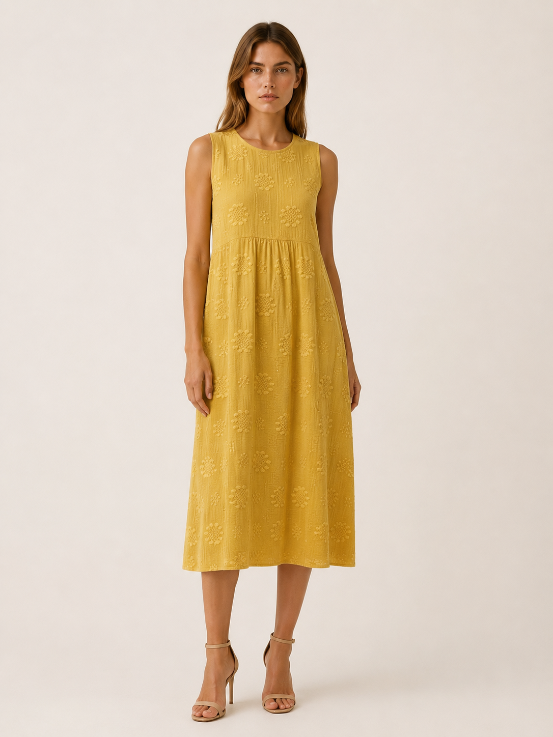 Vittoria | Textured Midi Dress with Round Neck