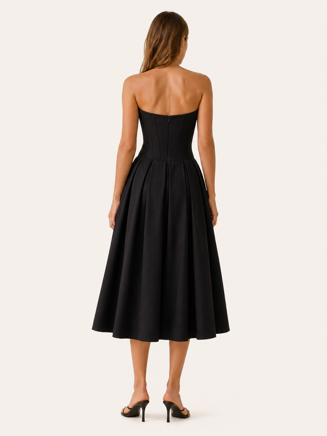 Vivienne | Corset Midi Dress with Full Skirt