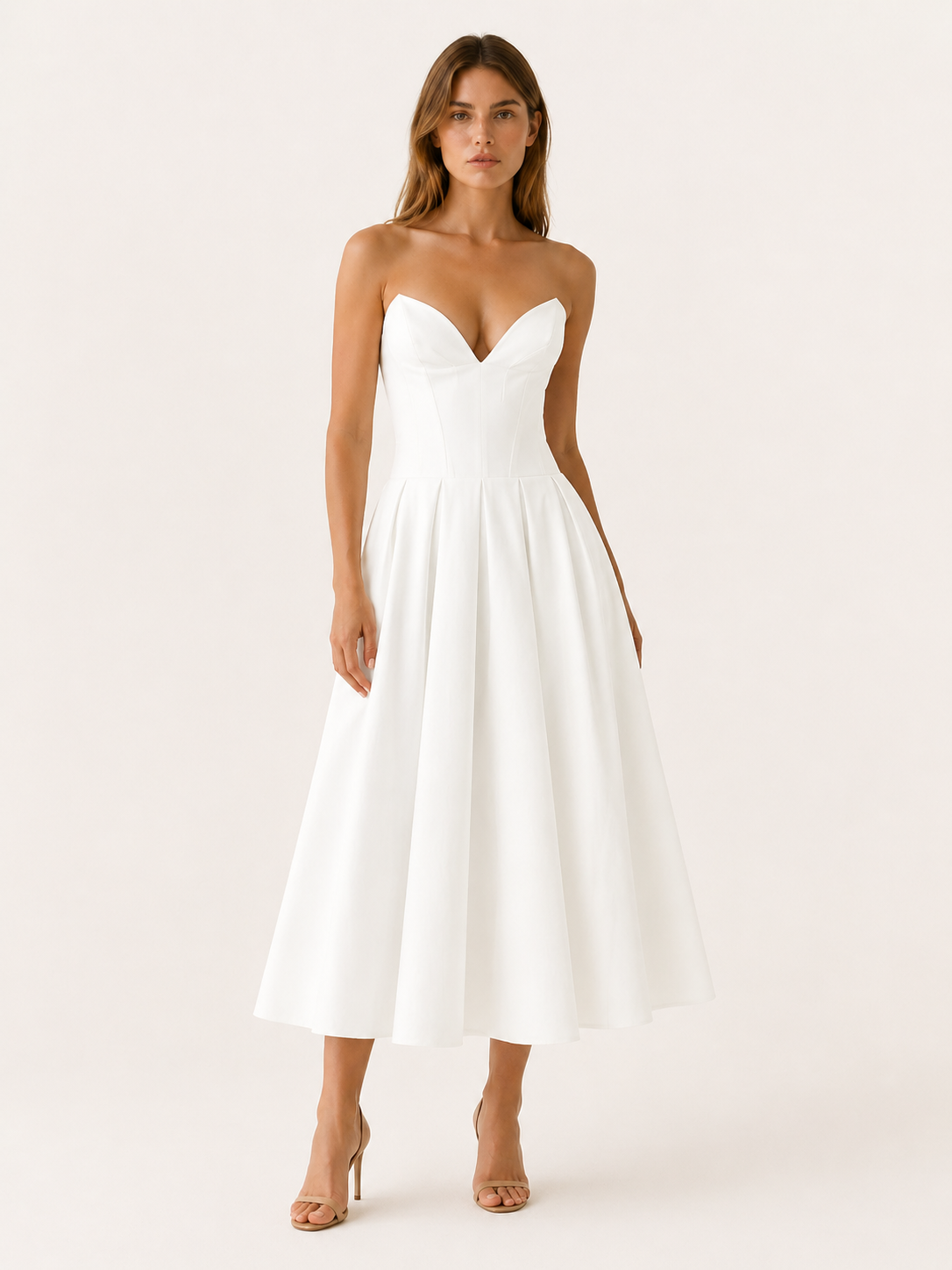 Vivienne | Corset Midi Dress with Full Skirt