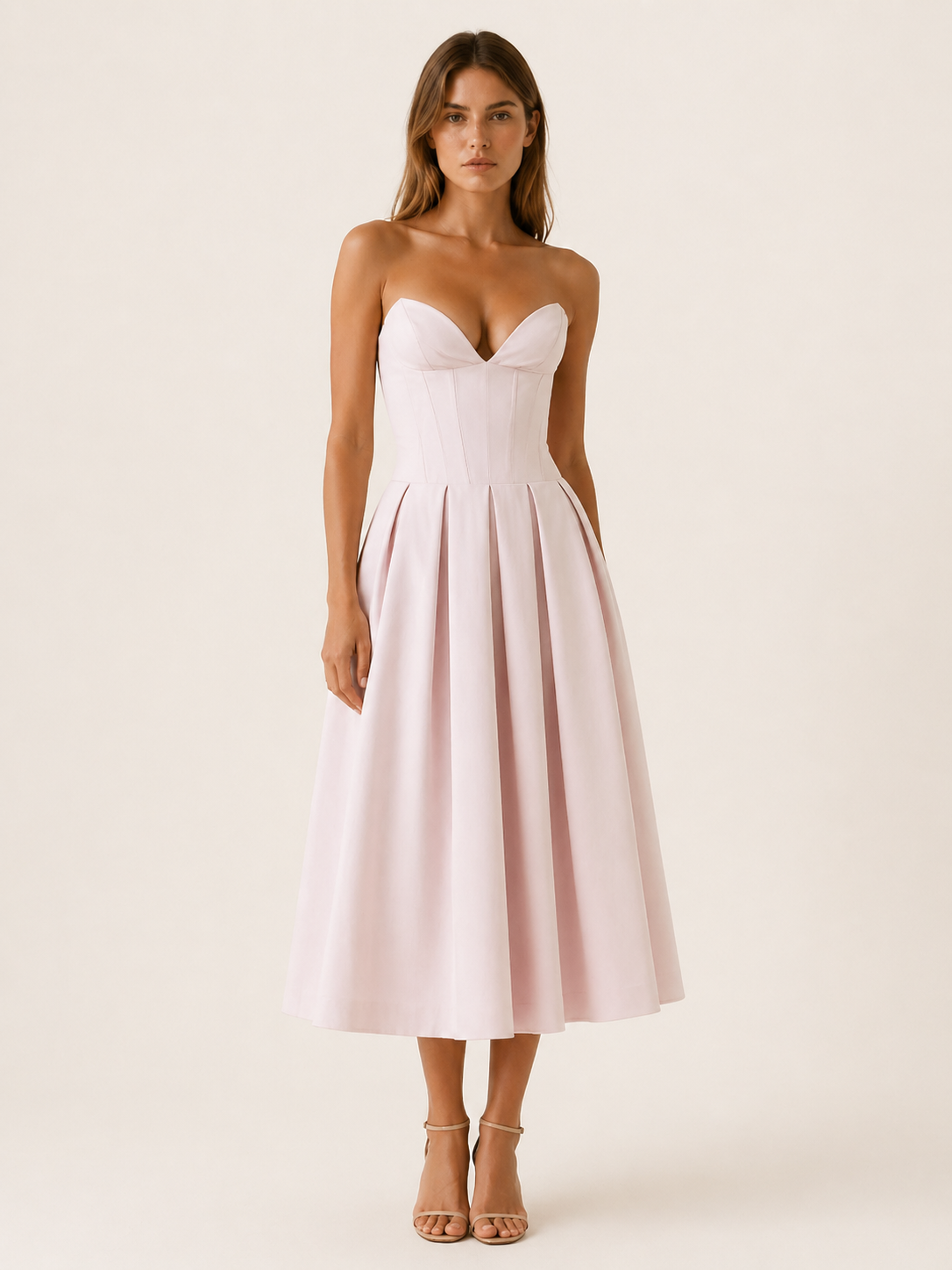 Vivienne | Corset Midi Dress with Full Skirt