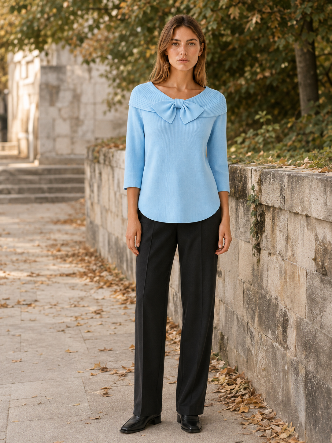 Xanthe | Women's Bow Neck Knitted Jumper