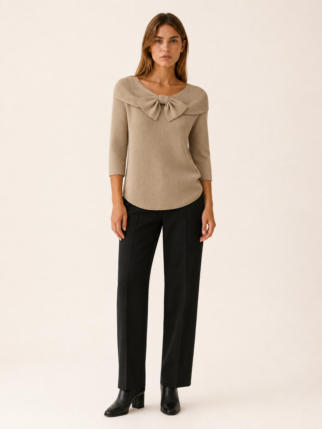 Xanthe | Women's Bow Neck Knitted Jumper