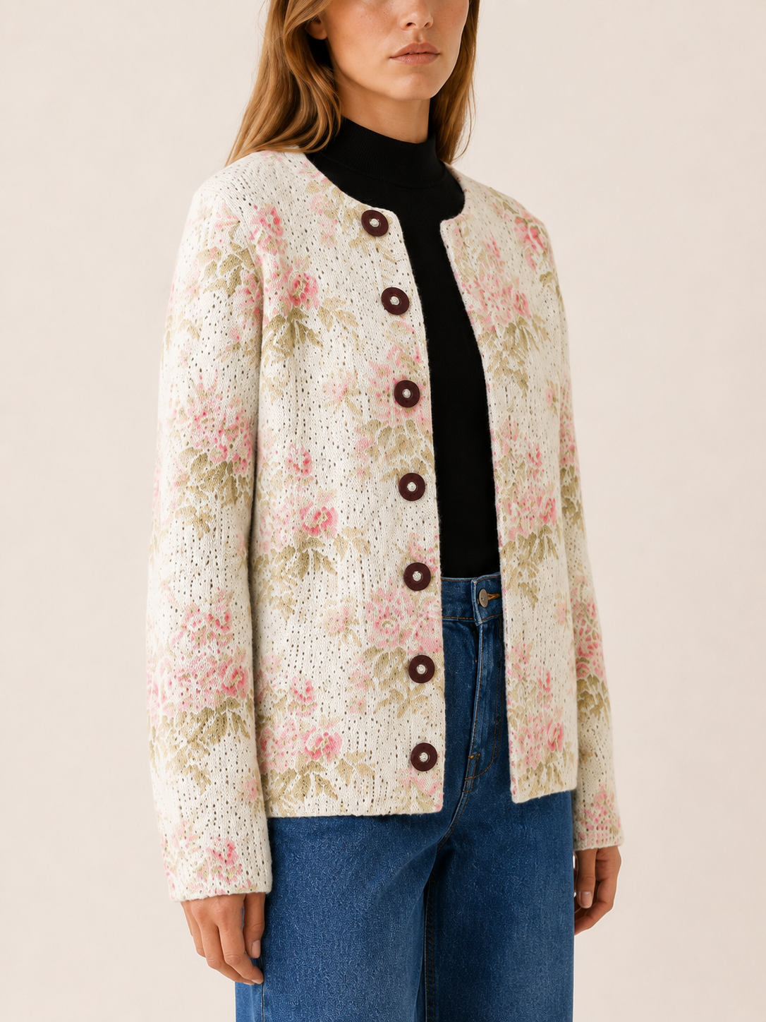 Xiomara | Women's Floral Print Knitted Cardigan