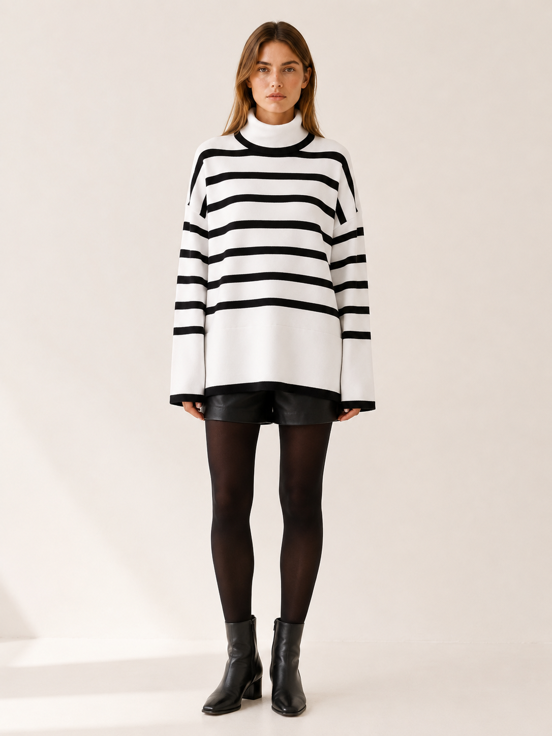 Xylissa | High Neck Sweater with Button Front and Side Slits
