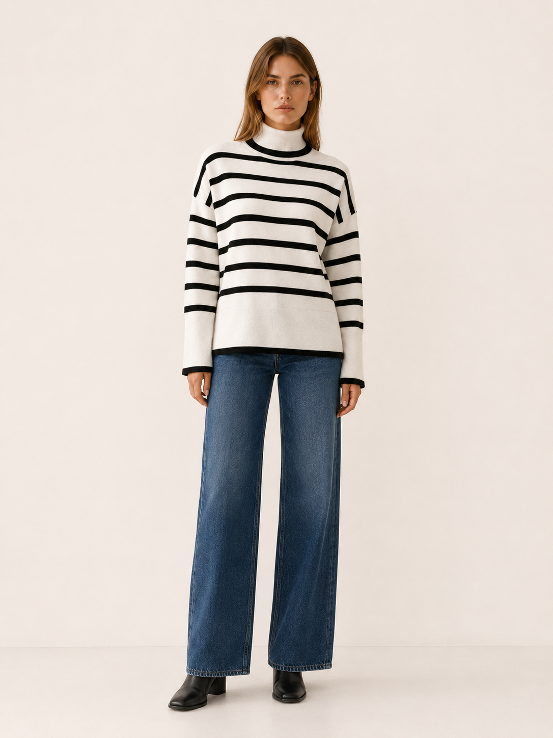 Xylissa | High Neck Sweater with Button Front and Side Slits