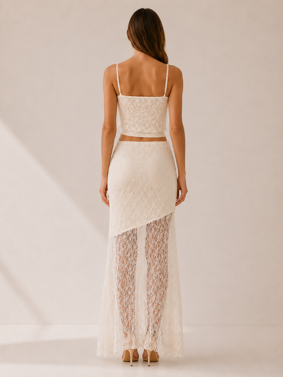 Yara | Lace Maxi Skirt Set with Ruffle Hem