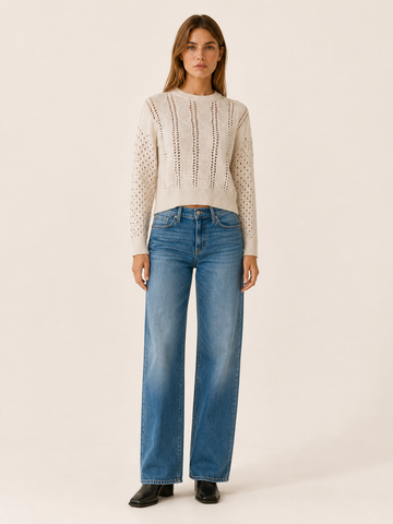 Ysanne | Round Neck Jumper with Openwork Detail