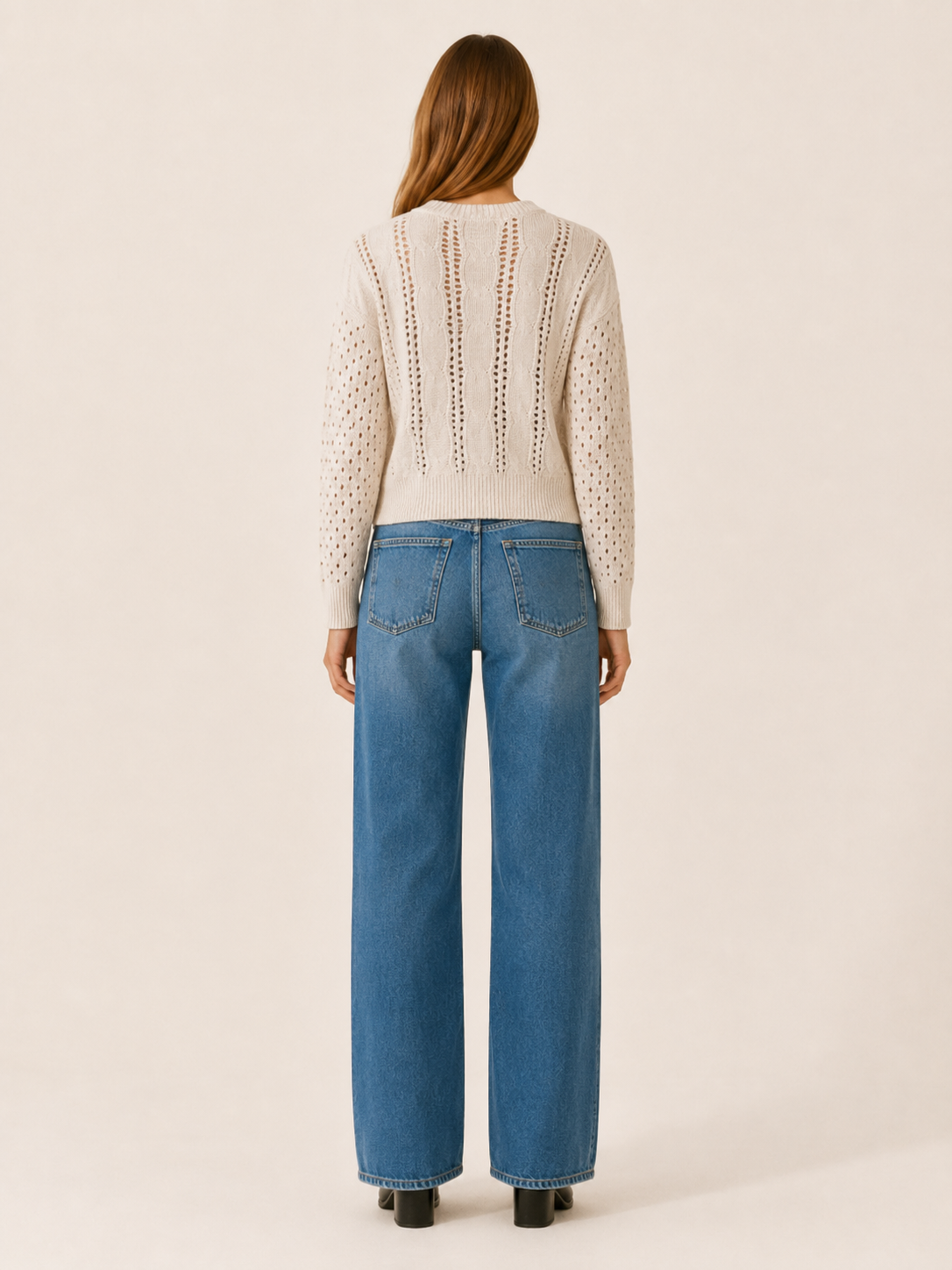 Ysanne | Round Neck Jumper with Openwork Detail