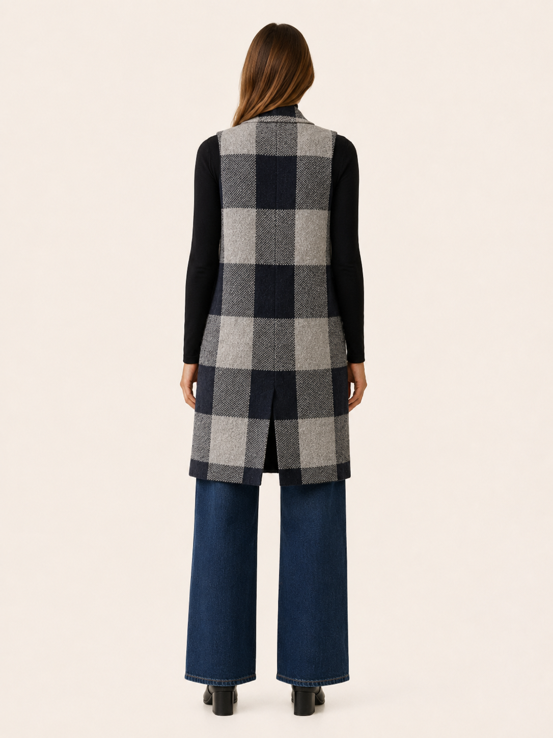 Aveline | Long Cardigan with Open Front and Striped Design