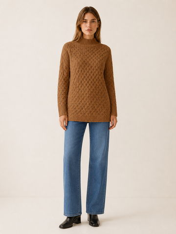 Zafira | Mock Neck Jumper with Openwork Detail