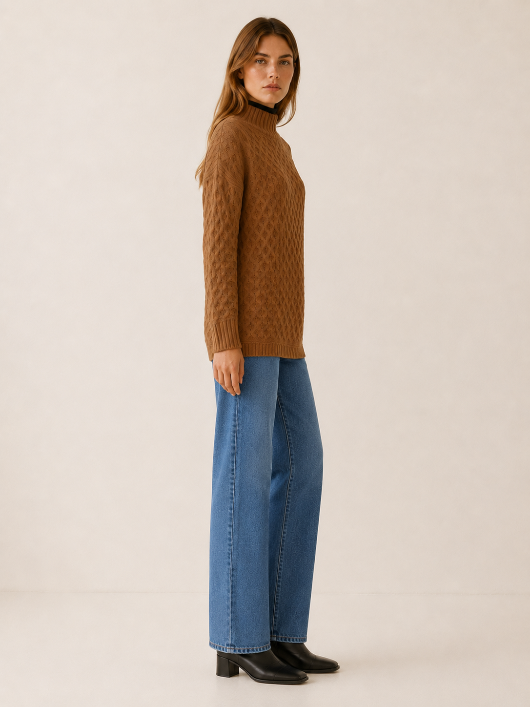 Zafira | Mock Neck Jumper with Openwork Detail