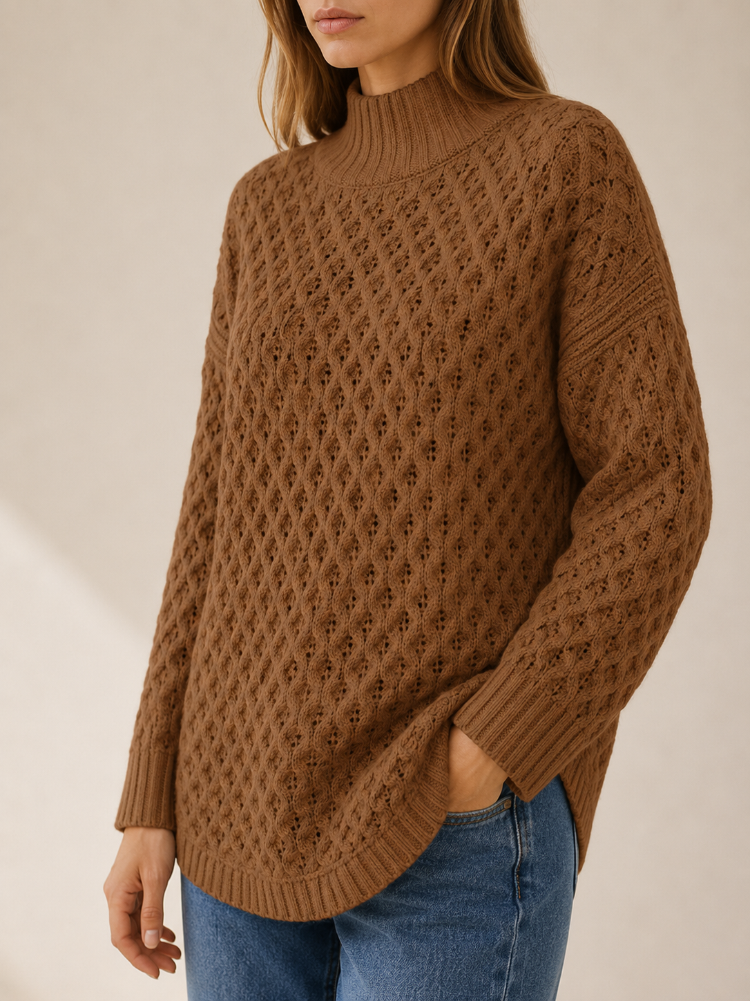 Zafira | Mock Neck Jumper with Openwork Detail