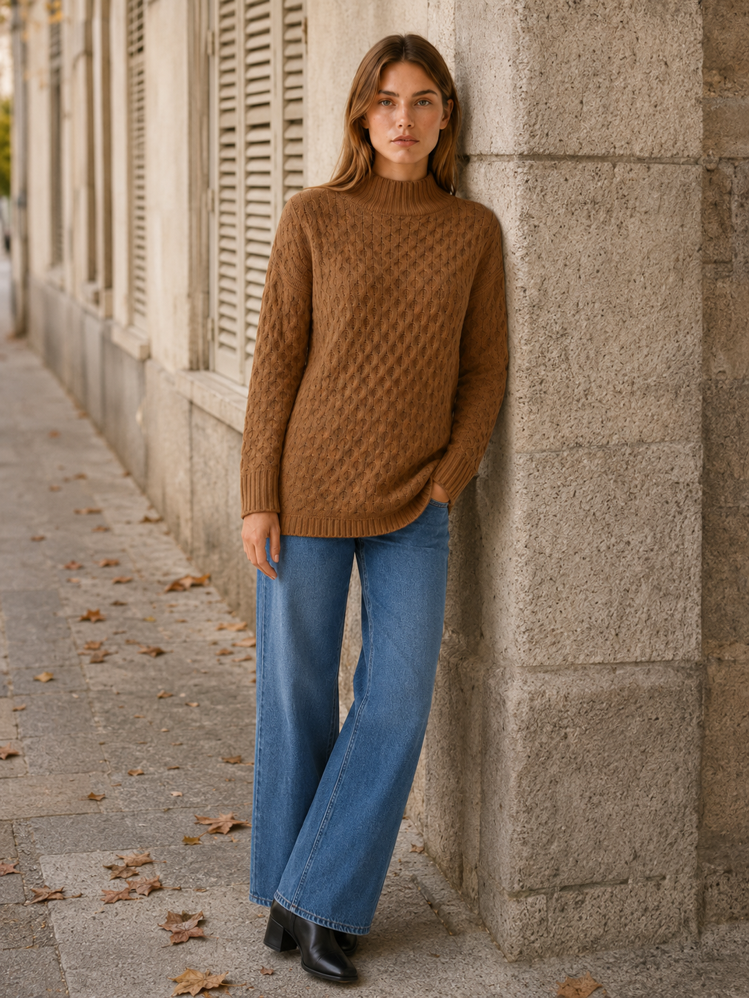 Zafira | Mock Neck Jumper with Openwork Detail
