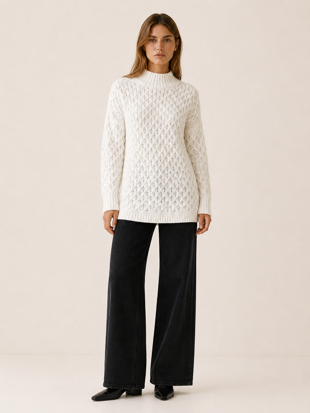Zafira | Mock Neck Jumper with Openwork Detail
