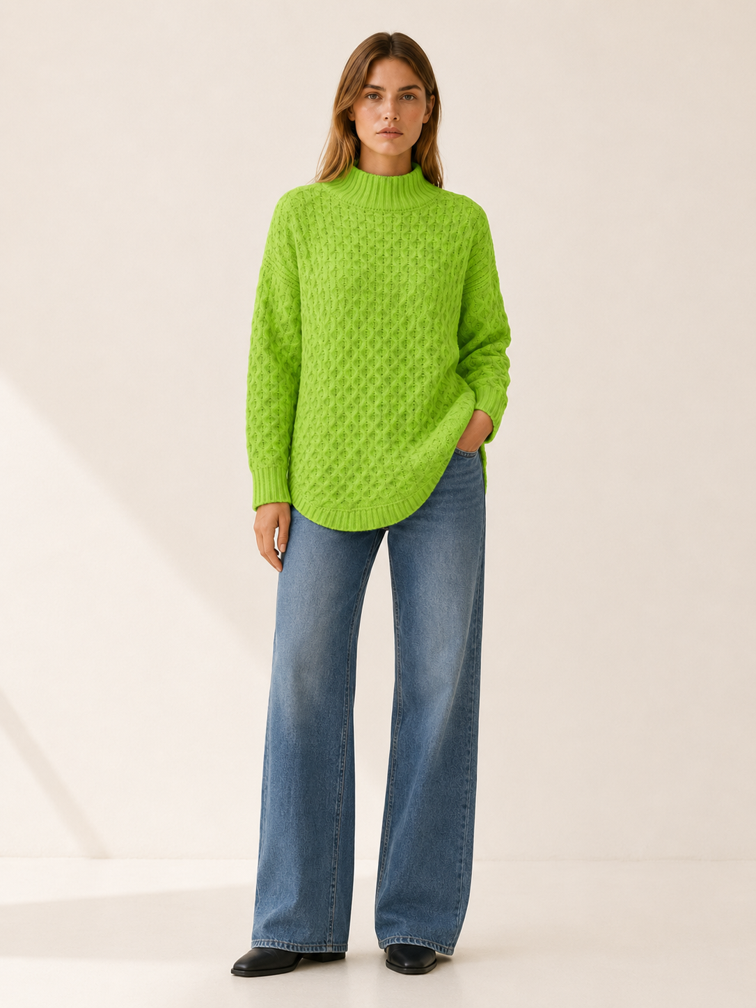 Zafira | Mock Neck Jumper with Openwork Detail