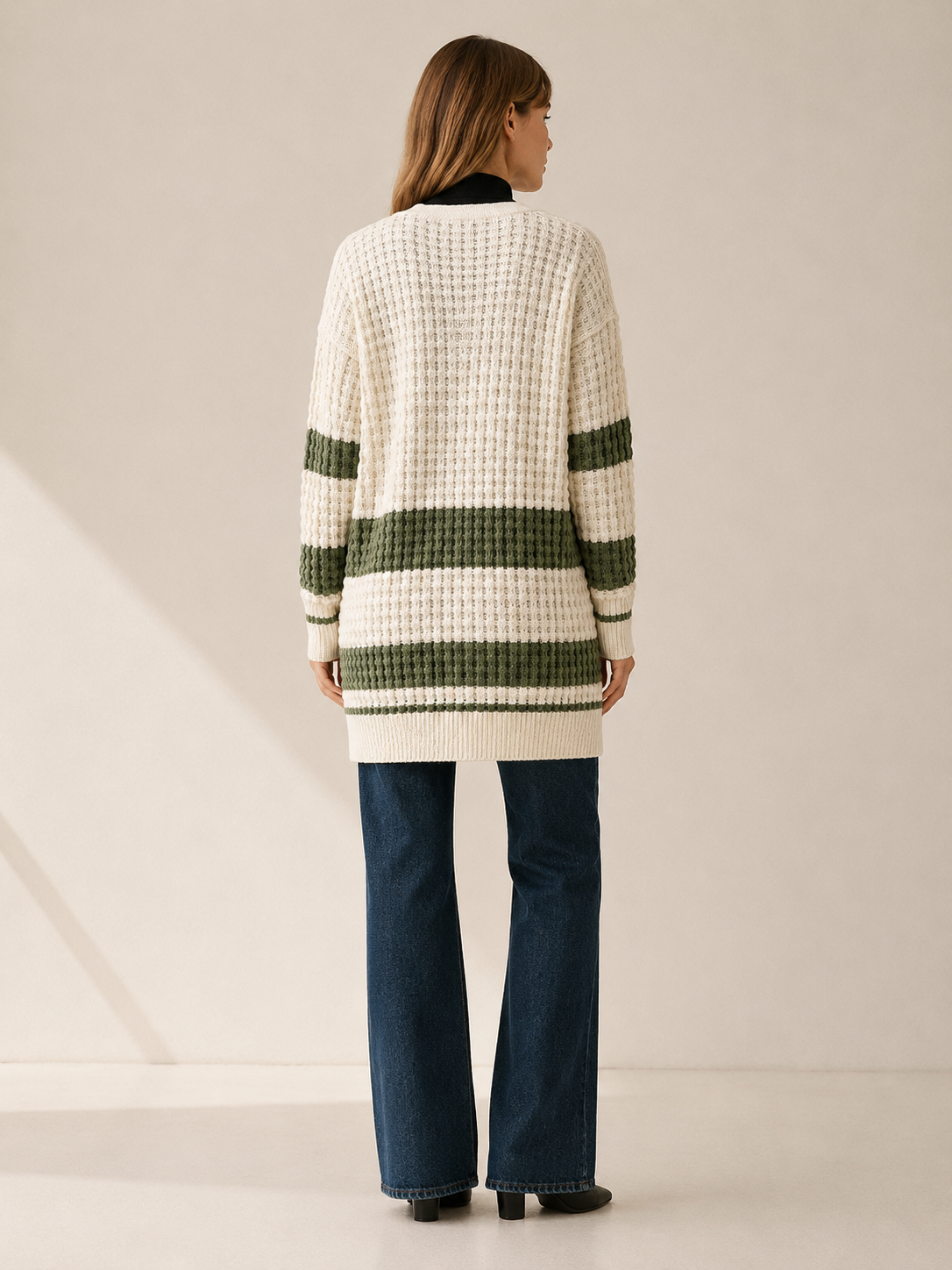 Zanora | Striped Cardigan with Button Down Front