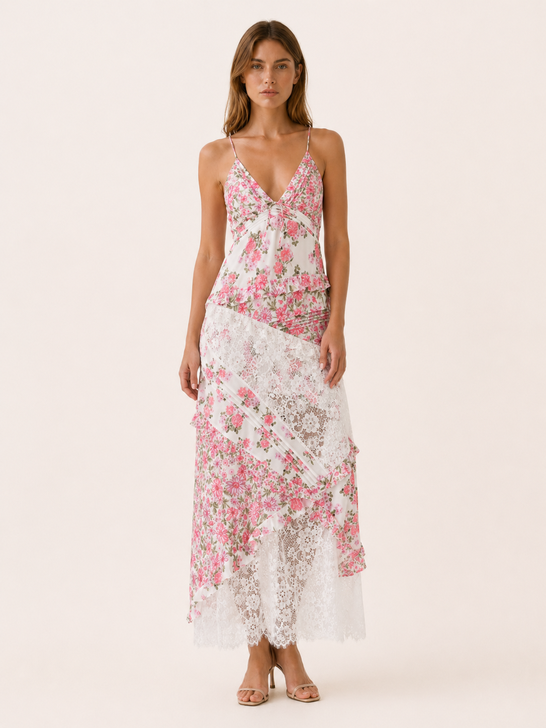 mira lace open back maxi dress in pink Amarra 89393