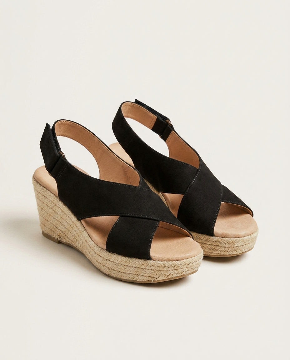 Zelaya | Wedge Sandals with Cross Strap Design