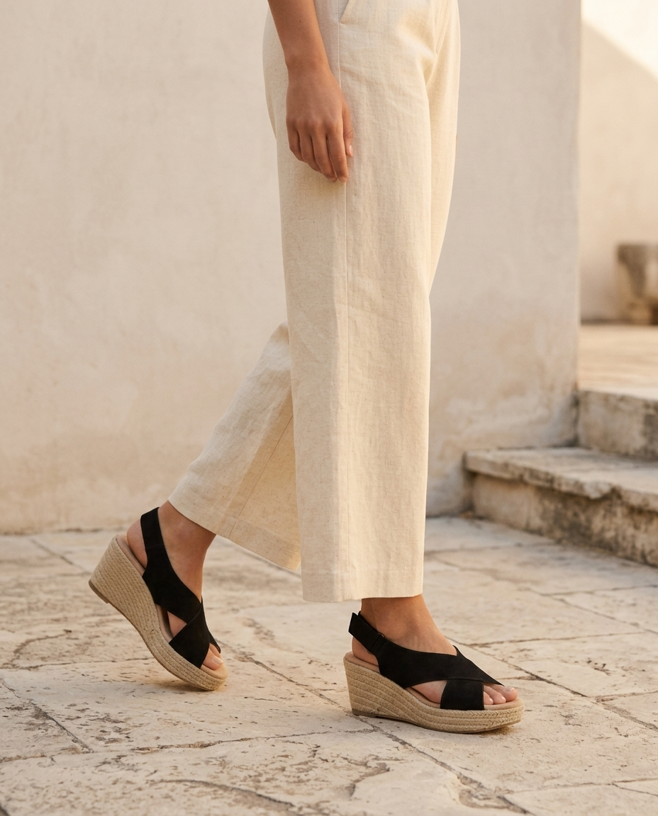 Zelaya | Wedge Sandals with Cross Strap Design