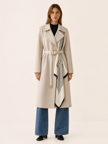 Zelmira | Women's Scarf Detail Belted Trench Coat