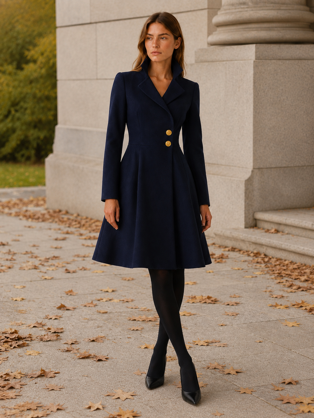Zelverisse | Women's Coat Dress with Tailored A-Line Fit